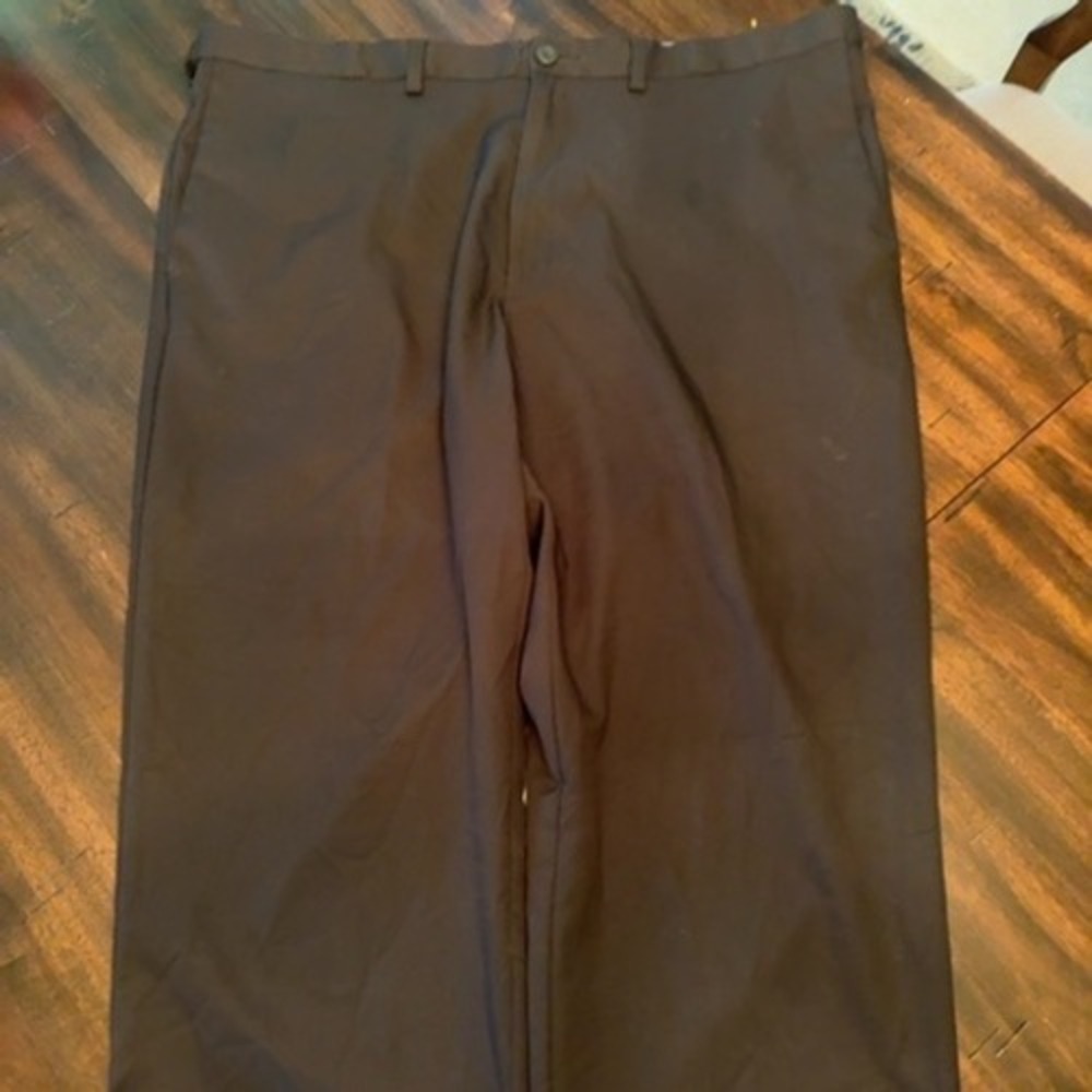 Unbranded Men Black Dress Pants 44x30 Flat Front Straight Leg Polyester Trousers